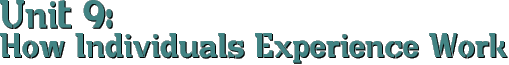 UNIT 9: HOW INDIVIDUALS
EXPERIENCE WORK