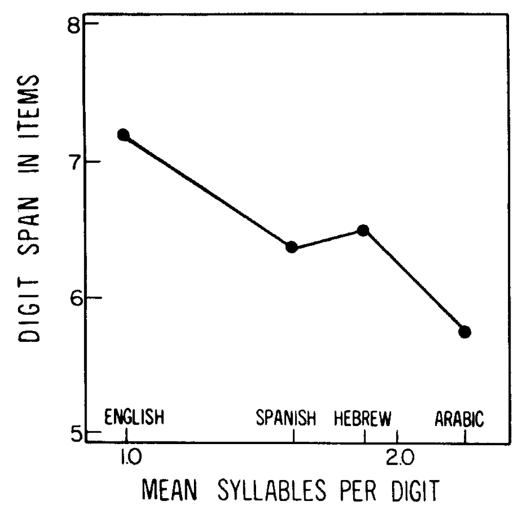 digit span as a function of language