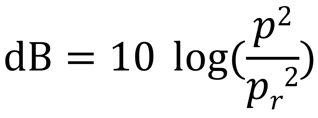 dB=10log(p2/pr2) equation