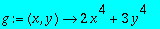 g := proc (x, y) options operator, arrow; 2*x^4+3*y^4 end proc