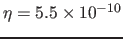 $\eta=5.5\times 10^{-10}$