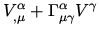 $\displaystyle V^{\alpha}_{,\mu} + \Gamma^{\alpha}_{\mu\gamma} V^{\gamma}$