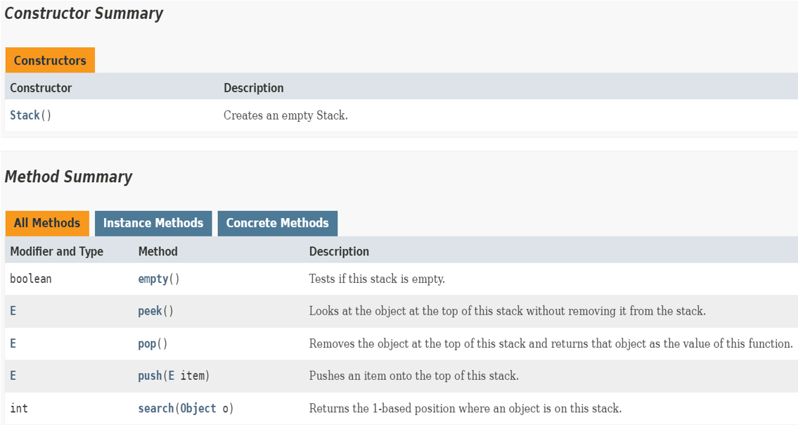 The Java Stack ADT