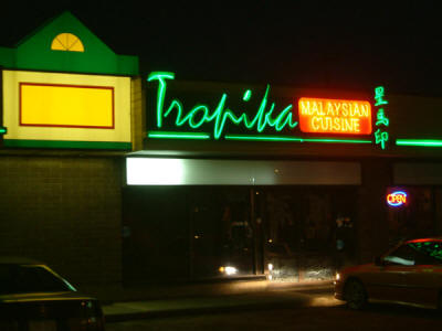 neon lights outside Tropika