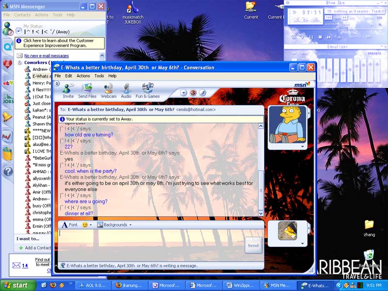 screenshot of chat with emils